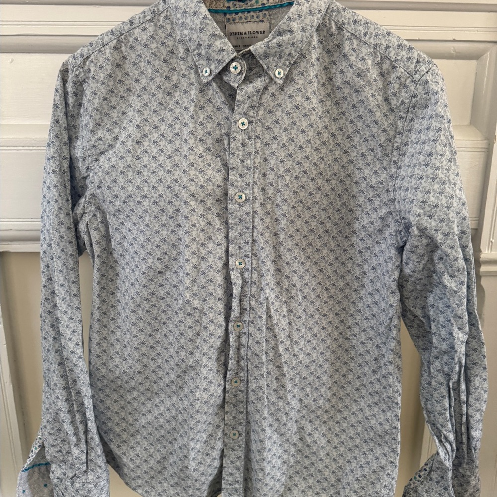 Denim & Flower Blue Patterned Men's Shirt